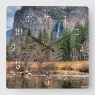 Yosemite Scenic Falls Quadratische Wanduhr