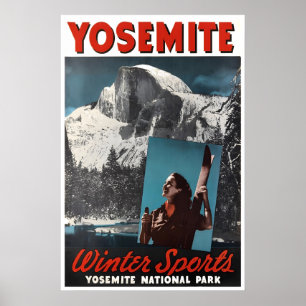 Yosemite-Ski-Poster-Reise-Kunst-Vintage-Sport Poster