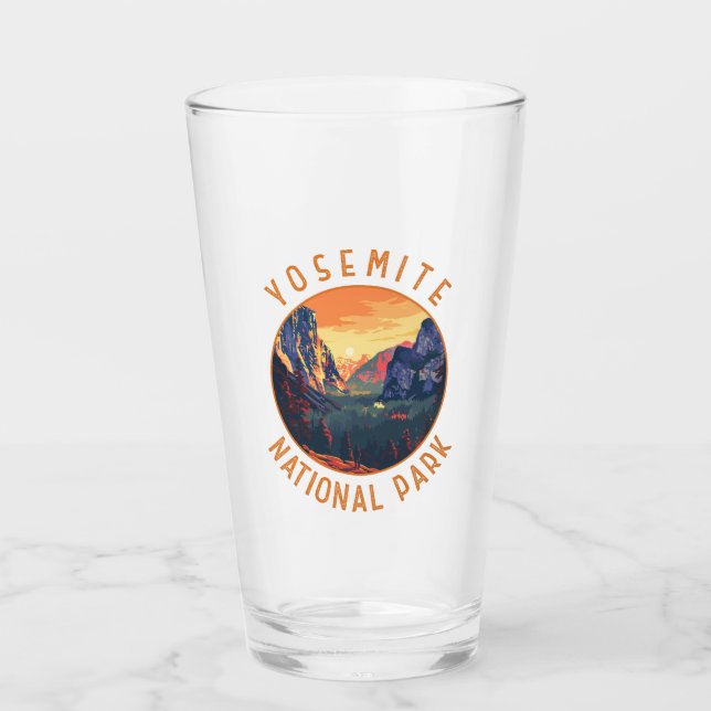 Yosemite Sunset Nationalpark Retro gestört Glas (Vorderseite)
