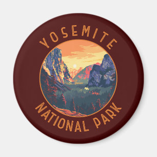 Yosemite Sunset Nationalpark Retro gestört Magnet