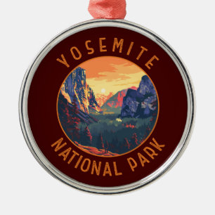 Yosemite Sunset Nationalpark Retro gestört Ornament Aus Metall