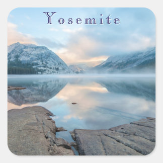 Yosemite Tenaya Lake Sonnenaufgang Quadratischer Aufkleber