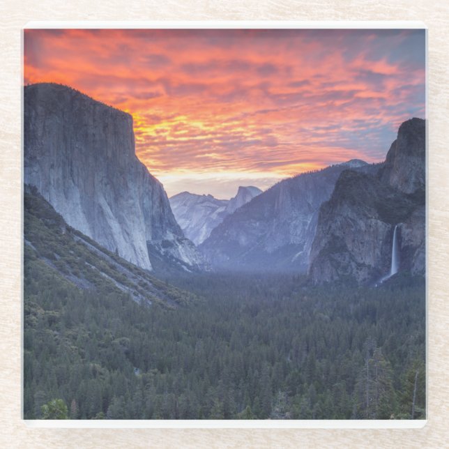 Yosemite-Tunnel-Ansicht Glasuntersetzer (Vorderseite)