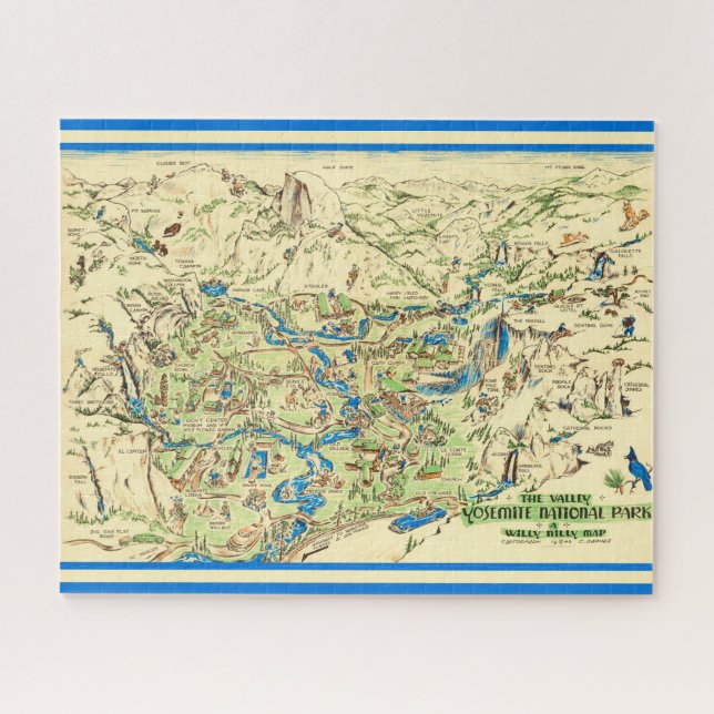 Yosemite Valley 16x20 Karte  Puzzle (Horizontal)