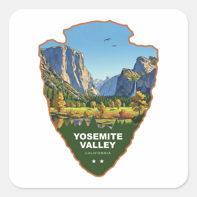 Yosemite Valley Yosemite National Park Arrowhead Quadratischer Aufkleber (Vorderseite)