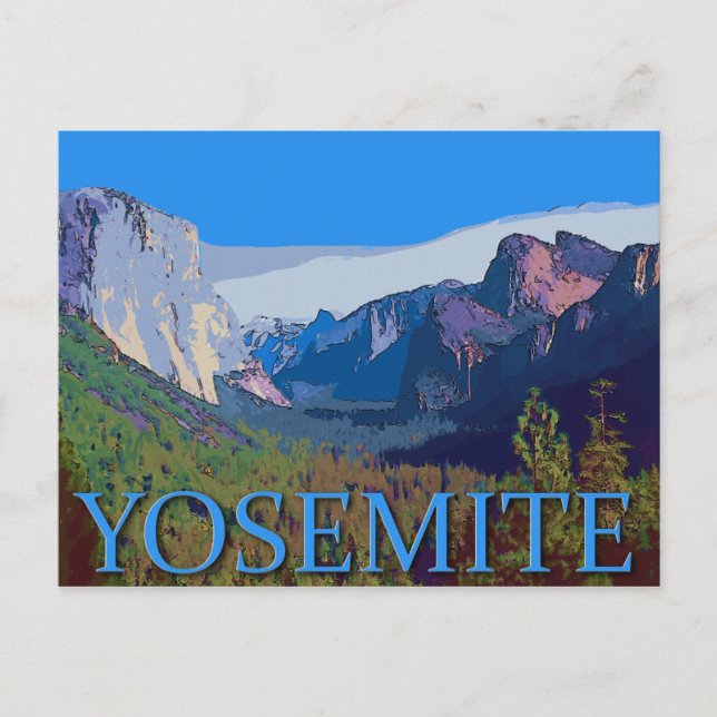 Yosemite View mit Text Postkarte (Vorderseite)