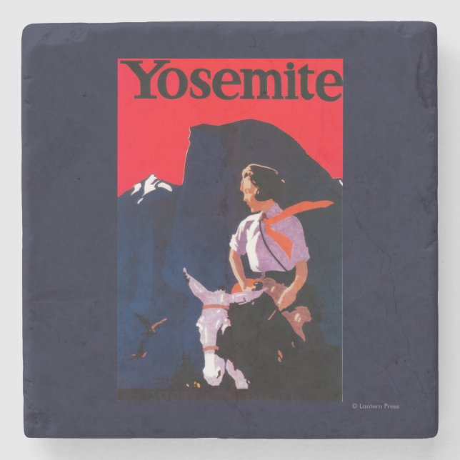 Yosemite Vintages PosterYosemite, CA Steinuntersetzer (Vorderseite)