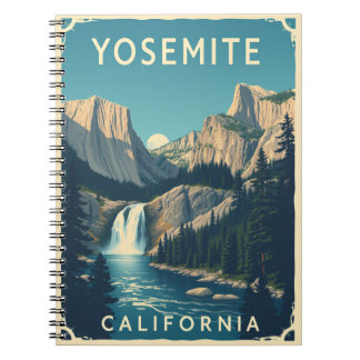 Yosemite Wasserfall Kalifornien Vintage Retro Notizblock