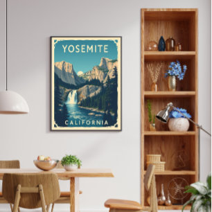 Yosemite Wasserfall Kalifornien Vintage Retro Poster