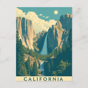 Yosemite Wasserfall Vintage Retro Feiertagspostkarte