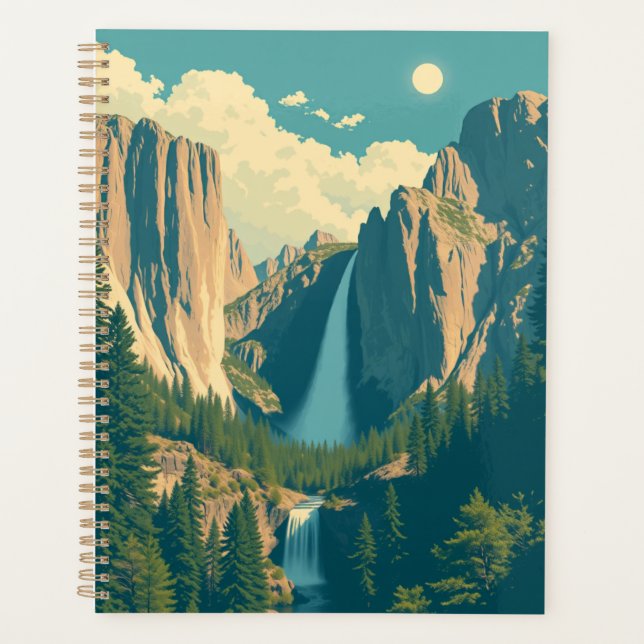 Yosemite Wasserfall Vintage Retro  Planer (Vorderseite)