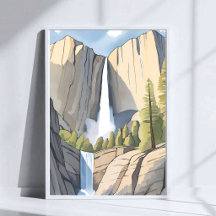Yosemite Wasserfälle | Nationalpark Aquarell