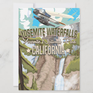 Yosemite Wasserfälle Vintage-Reiseposter Einladung