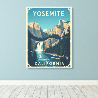 Yosemite Waterfall California Vintag Retro Leinwanddruck