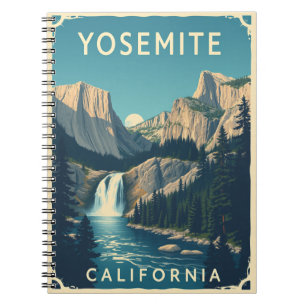 Yosemite Waterfall California Vintag Retro Notizblock