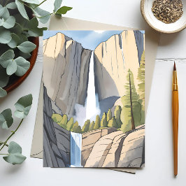 Yosemite Waterfall | Nationalpark Wasserfarbe Postkarte
