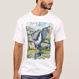 Yosemite Waterfall Van Gogh Style Valley Landscape T-Shirt
