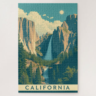Yosemite Waterfall Vintag Retro Puzzle