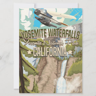 Yosemite Waterfall Vintage Reiseplakat Einladung