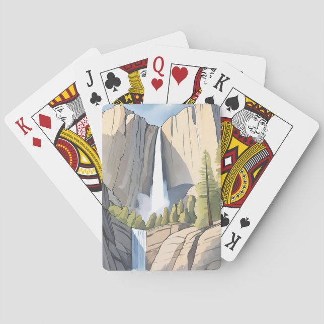 Yosemite Waterfalls | National Park Watercolor Spielkarten (Rückseite)