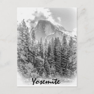 Yosemite's Half Dome im Winter mit Yosemite Text Postkarte