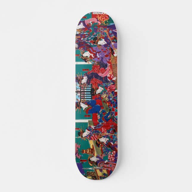 Yoshitora Das Haus der Triptychon aus dem Holzbloc Skateboard (Vorne)