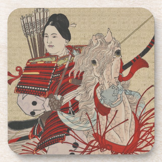 Yoshitoshi Female Warrior Samurai Hangaku Gozen Getränkeuntersetzer (Vorderseite)