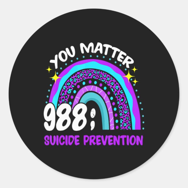 You 988 Suicide Prevention Awareness Leopar  Runder Aufkleber (Vorderseite)