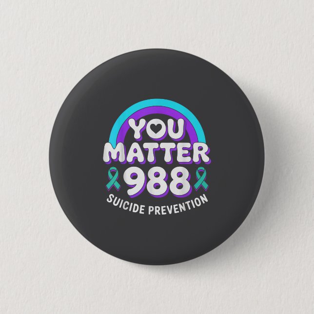 You 988 Suicide Prevention Awareness Rainbow Ribbo Button (Vorderseite)
