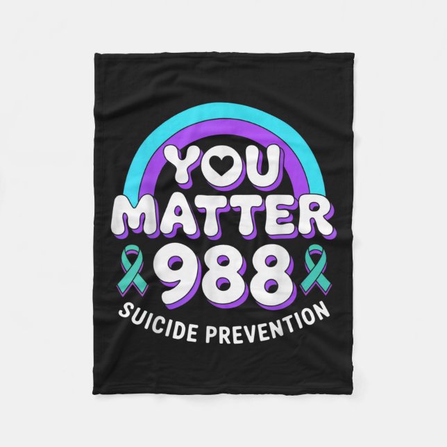 You 988 Suicide Prevention Awareness Rainbow Ribbo Fleecedecke (Vorderseite)