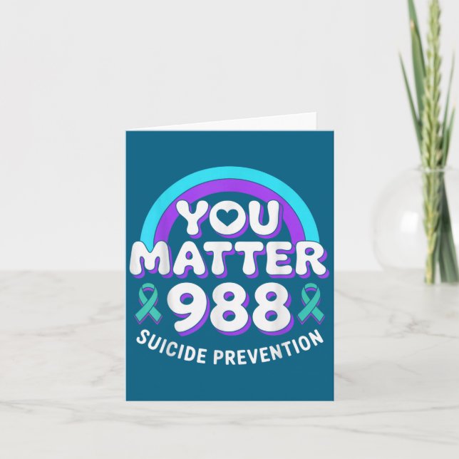 You 988 Suicide Prevention Awareness Rainbow Ribbo Karte (Vorderseite)