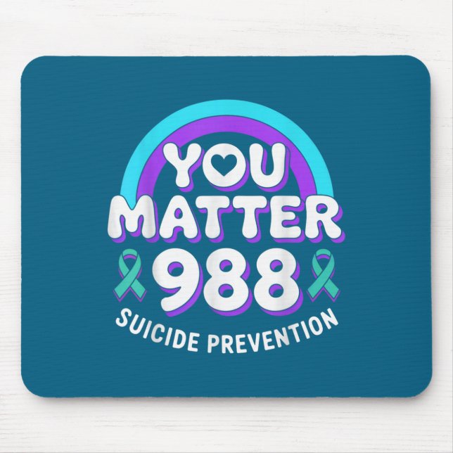 You 988 Suicide Prevention Awareness Rainbow Ribbo Mousepad (Vorne)
