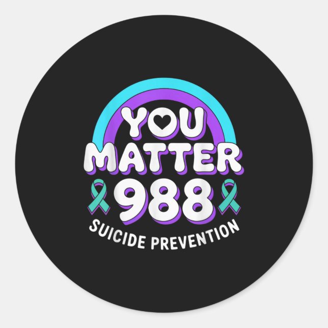 You 988 Suicide Prevention Awareness Rainbow Ribbo Runder Aufkleber (Vorderseite)