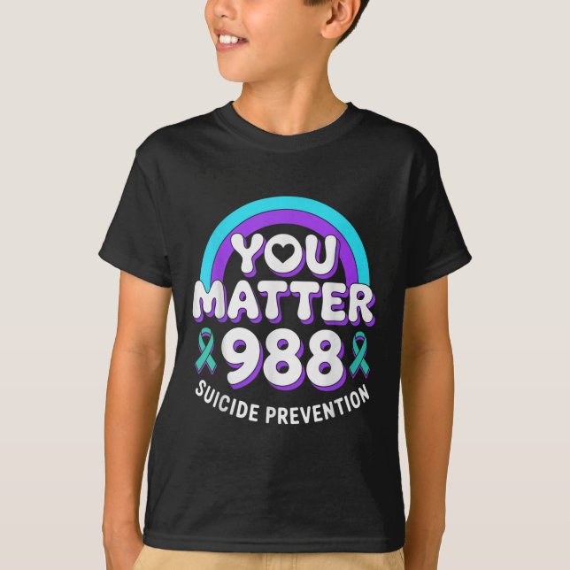 You 988 Suicide Prevention Awareness Rainbow Ribbo T-Shirt (Vorderseite)