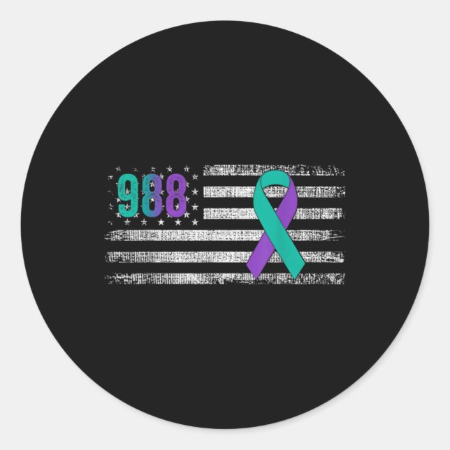 You 988 Suicide Prevention Awareness Ribbon  Runder Aufkleber (Vorderseite)