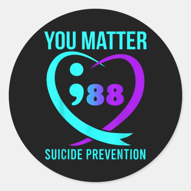 You 988 Suicide Prevention Awareness  Runder Aufkleber (Vorderseite)