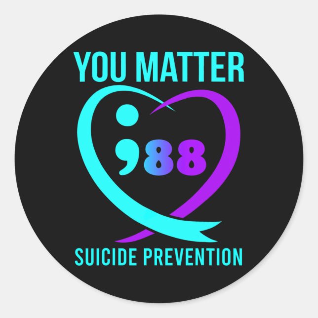 You 988 Suicide Prevention Awareness  Runder Aufkleber (Vorderseite)
