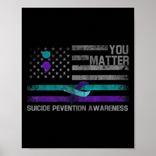 You American Flag Suicide Prevention Awareness  Poster (Vorne)
