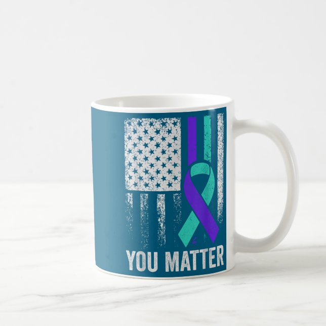 You American Flag Teal Purple Men Mental Health  Kaffeetasse (Rechts)