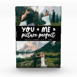 You and Me Bild Perfekt Frisch Vermählt Schwarz Fotoblock<br><div class="desc">Whimsicales und spielerisches Hochzeitsandenken mit 3 Fotos der frisch Vermählten und einem typografischen Text,  der "you   me = bild perfeckt" sagt. Schwarz</div>