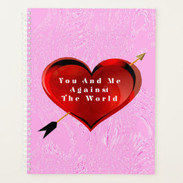 You and Me Heart on Pink Ice Spiral Notebook Planer