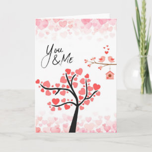 You and Me Heart Tree Love Card - Romantic Birds V Karte