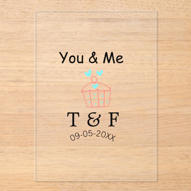 You and me love cup cake red valentine's day name  acryleinladungen (Vorderseite)