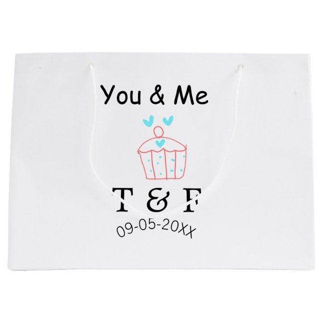 You and me love cup cake red valentine's day name  große geschenktüte (Vorderseite)