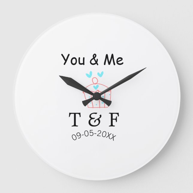 You and me love cup cake red valentine's day name  große wanduhr (Vorderseite)
