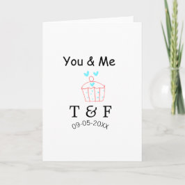 You and me love cup cake red valentine's day name  karte