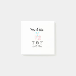 You and me love cup cake red valentine's day name  post-it klebezettel