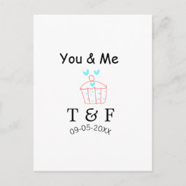 You and me love cup cake red valentine's day name  postkarte
