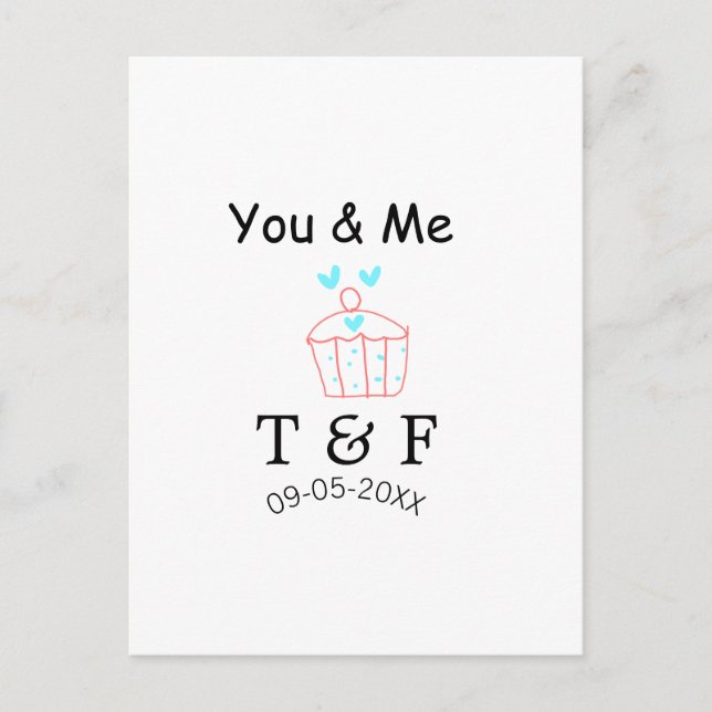 You and me love cup cake red valentine's day name  postkarte (Vorderseite)