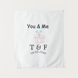 You and me love cup cake red valentine's day name  wandteppich